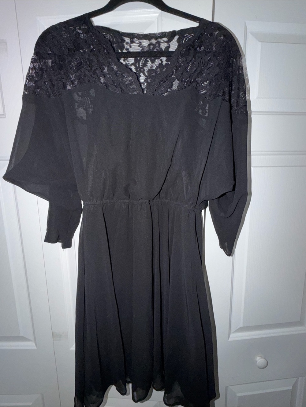 ASOS Black Lace Yoke Long Sleeve Dress